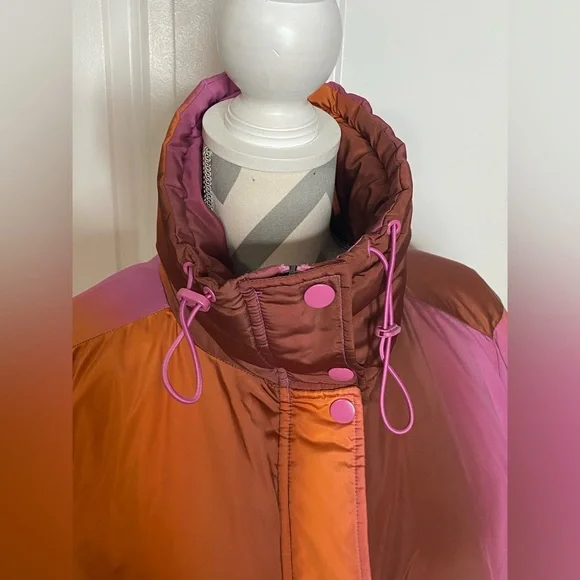 BDG XS Orange Purple Pink Ombré Puffer - Picture 6 of 15